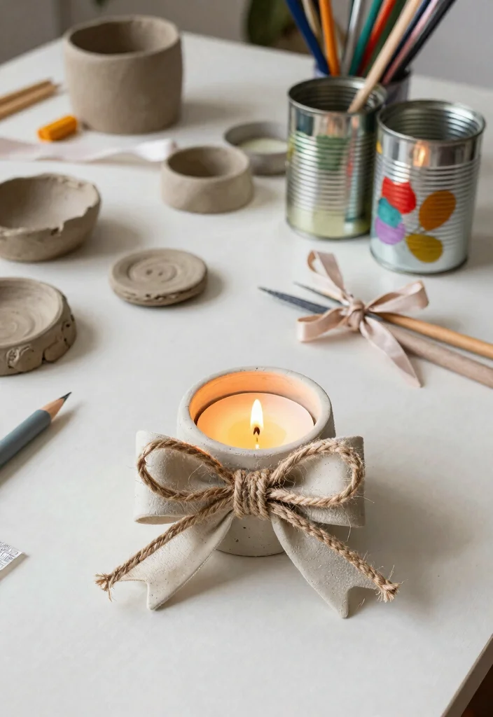 10 Bow Candle Holder Ideas for Table Settings and Mantels - 4. DIY Bow Candle Holders 1