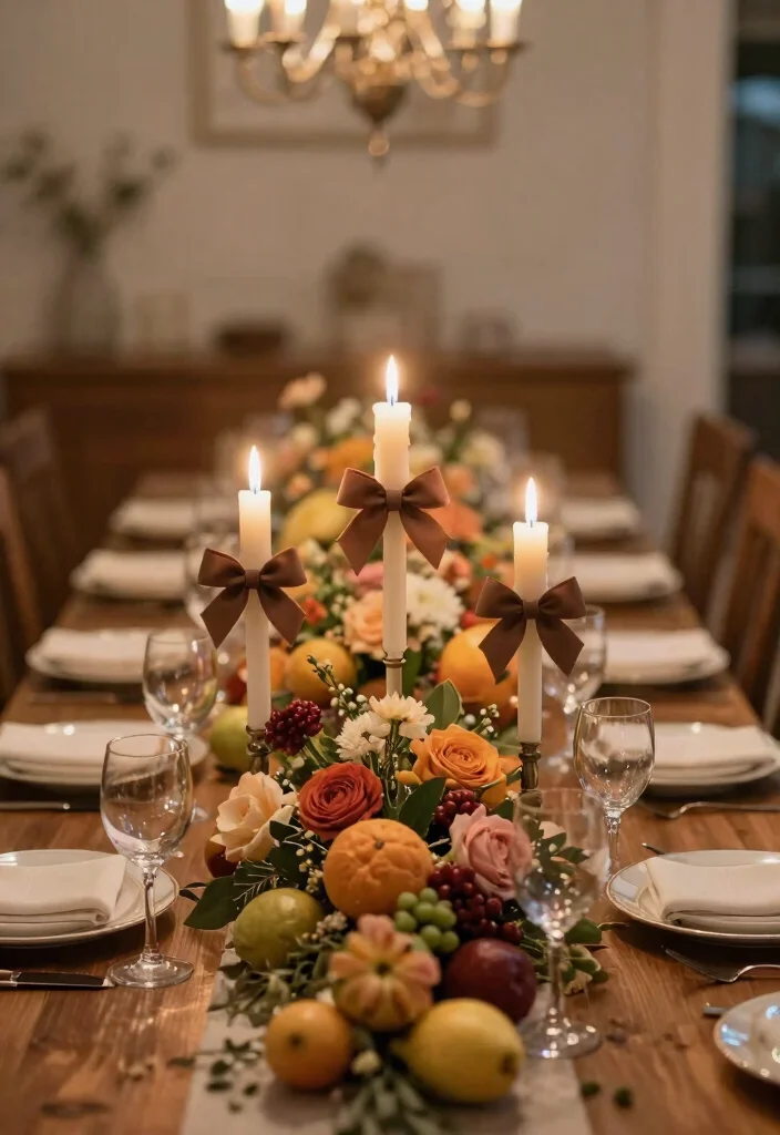 10 Bow Candle Holder Ideas for Table Settings and Mantels - 6. Bow Candle Holders as Centerpieces 1