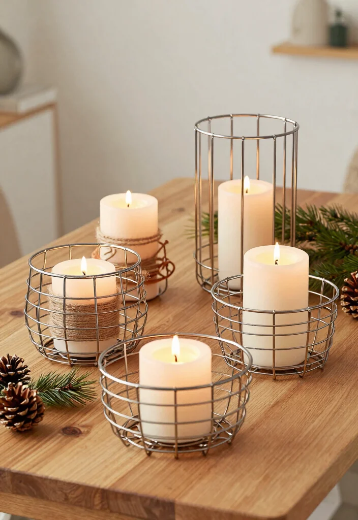 10 Metal Candle Holder Ideas That Look Expensive on a Budget - 3. Wire Basket Candle Holders 1