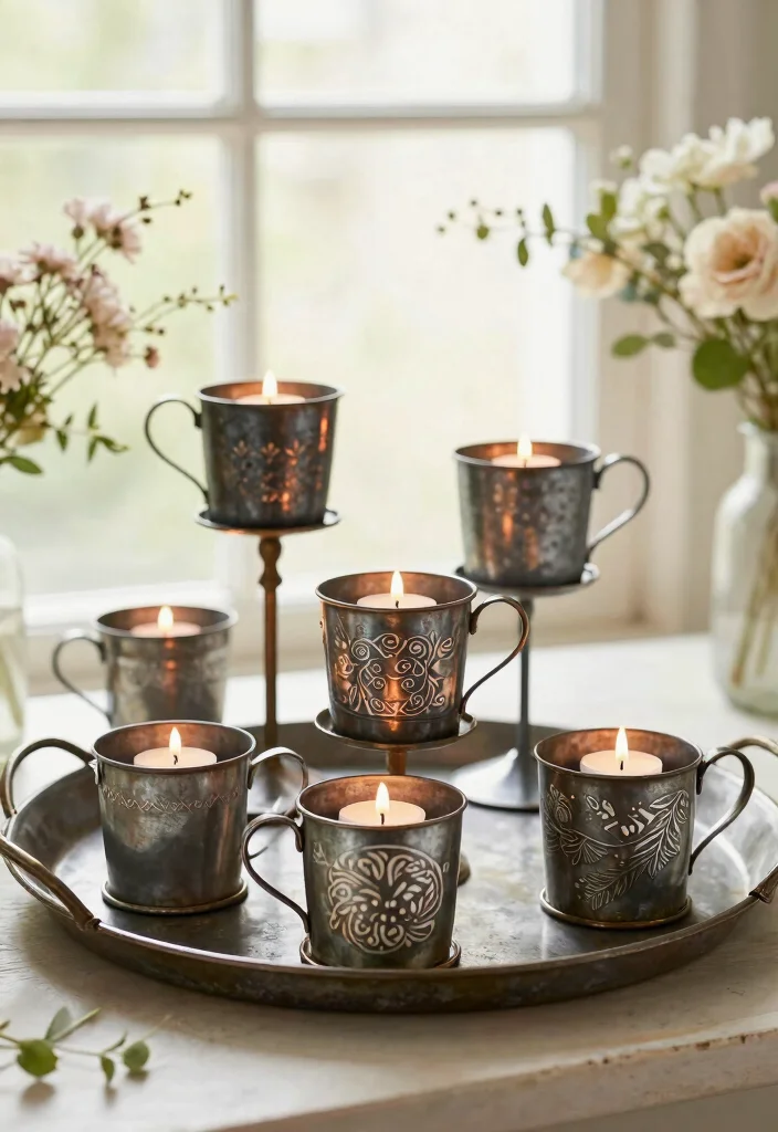 10 Metal Candle Holder Ideas That Look Expensive on a Budget - 4. Rustic Metal Teacup Holders 1