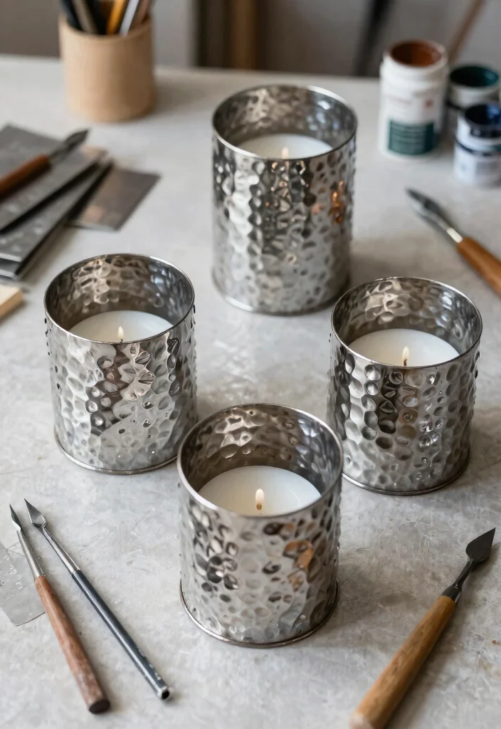 10 Metal Candle Holder Ideas That Look Expensive on a Budget - 9. DIY Hammered Metal Candle Holders 1