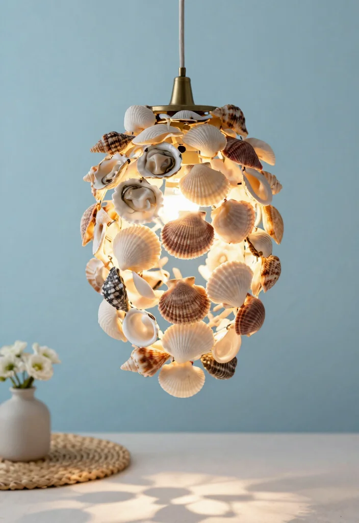 10 Shell Pendant Light Ideas That Bring Coastal Vibes Indoors - 1. Layered Shells for Texture 1