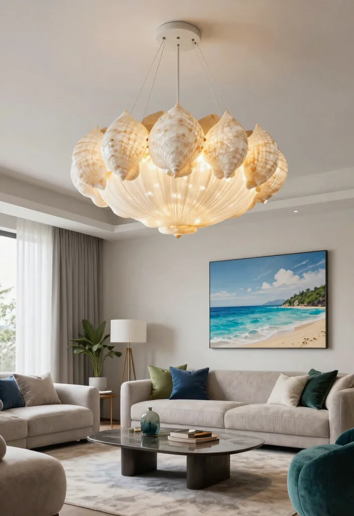 10 Shell Pendant Light Ideas That Bring Coastal Vibes Indoors - 3. Statement Shell Fixtures 1