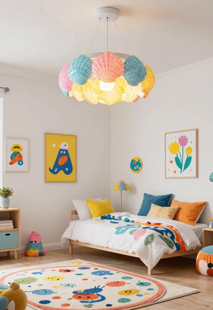 10 Shell Pendant Light Ideas That Bring Coastal Vibes Indoors - 5. Colorful Shell Lighting 1