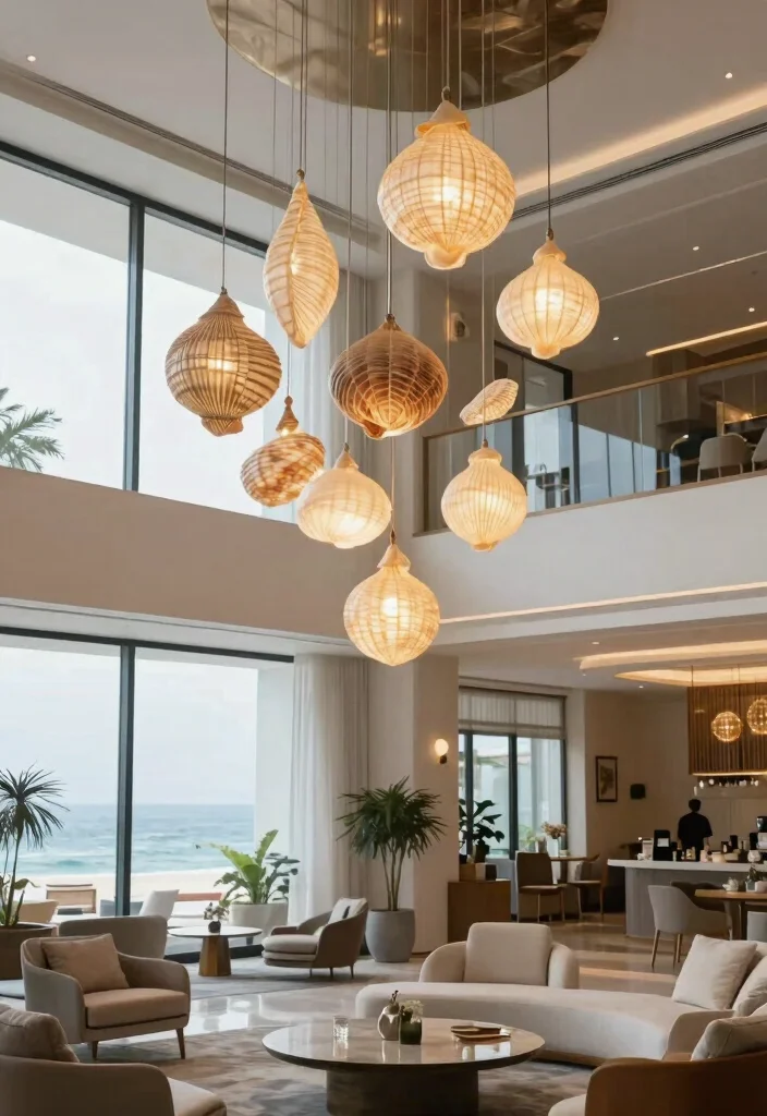 10 Shell Pendant Light Ideas That Bring Coastal Vibes Indoors - 9. Artistic Shell Light Installations 1