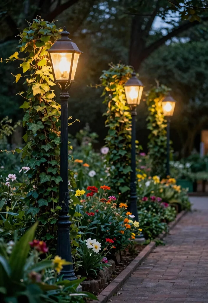 12 Lamp Post Landscaping Ideas That Boost Curb Appeal at Night - 1. Vintage Charm with Classic Lanterns 1