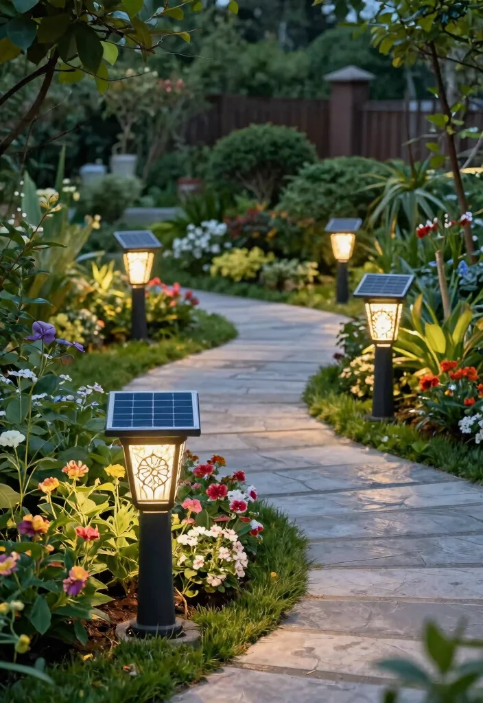 12 Lamp Post Landscaping Ideas That Boost Curb Appeal at Night - 12. Eco-Friendly Solar Lamp Posts 1