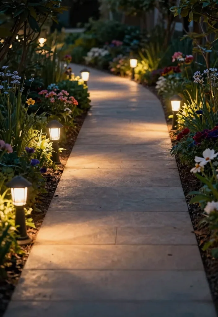 12 Lamp Post Landscaping Ideas That Boost Curb Appeal at Night - 8. Pathway Lights for Safety and Style 1