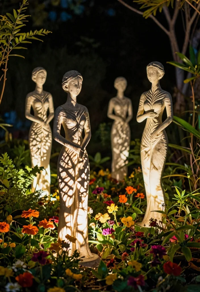 12 Lamp Post Landscaping Ideas That Boost Curb Appeal at Night - 9. Artistic Sculpture Lamp Posts 1