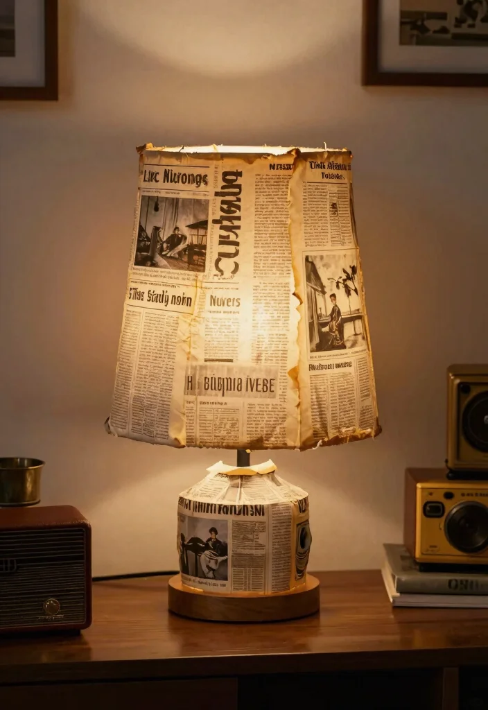 12 Paper Lamp Shade Ideas That Look High-End and Handmade - 11. Recycled Materials 1