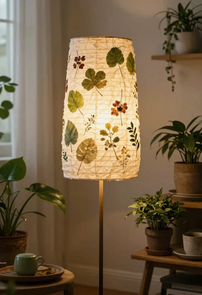 12 Paper Lamp Shade Ideas That Look High-End and Handmade - 5. Nature-Inspired Textures 1