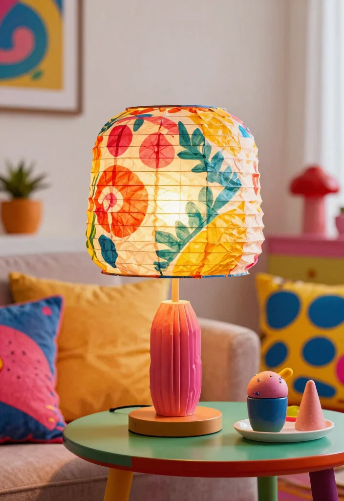 12 Paper Lamp Shade Ideas That Look High-End and Handmade - 8. Pop of Color 1