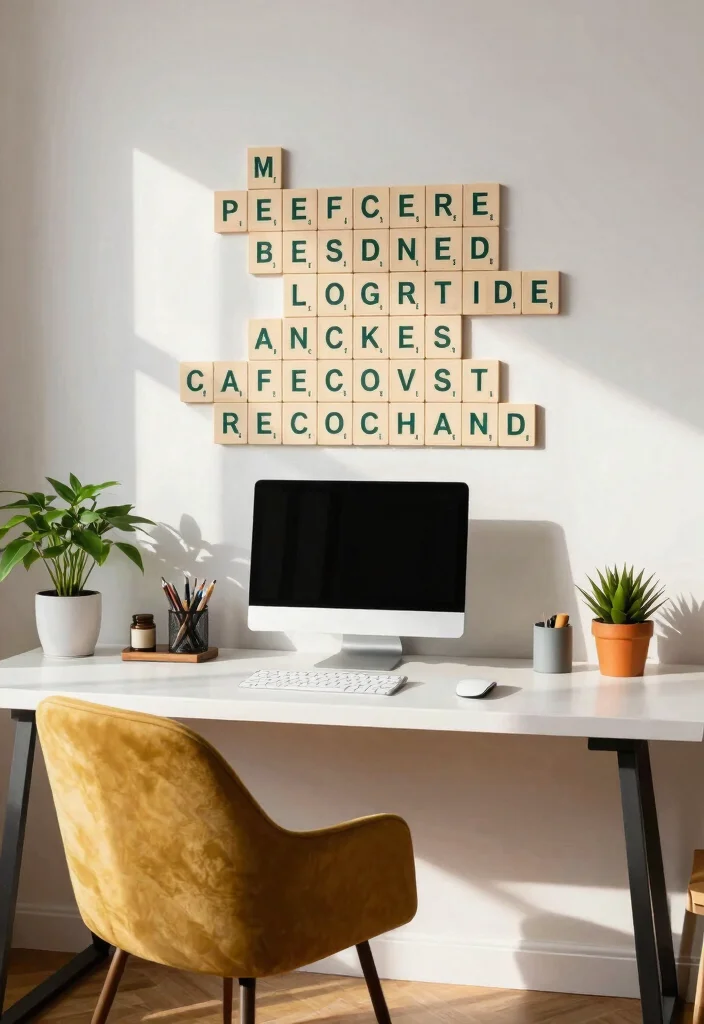 12 Scrabble Wall Decor Ideas That Spell Out What You Want to Say - 10. Motivational Workspace 1