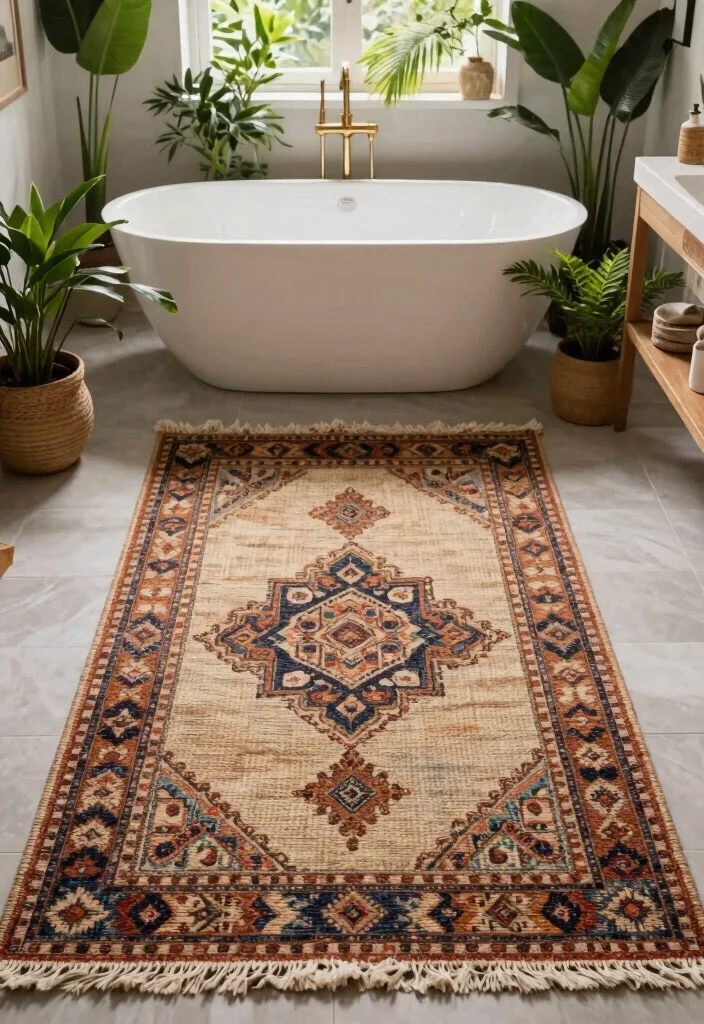 14 Bathroom Area Rug Options That Absorb Water and Dry Quickly - 10. Woven Area Rugs for a Boho Look 1