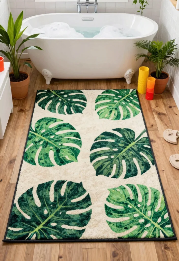 14 Bathroom Area Rug Options That Absorb Water and Dry Quickly - 5. Outdoor-Style Rugs for Indoor Use 1