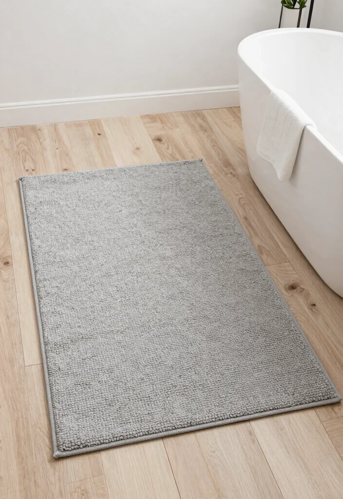 14 Bathroom Area Rug Options That Absorb Water and Dry Quickly - 9. Minimalist Chenille Rugs 1