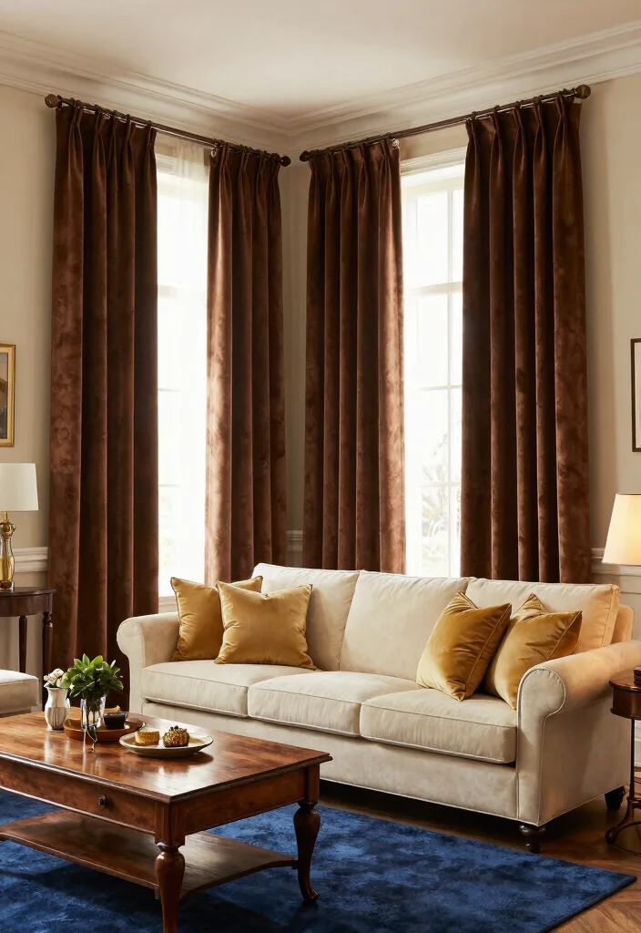 14 Brown Living Room Curtains That Add Warmth Without Going Dark - 2. Chocolate Brown Velvet Drapes 1