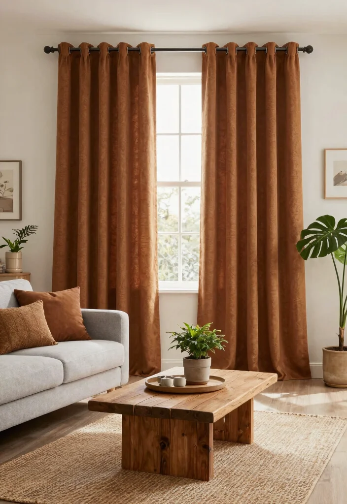 14 Brown Living Room Curtains That Add Warmth Without Going Dark - 4. Cinnamon Brown Twill Curtains 1