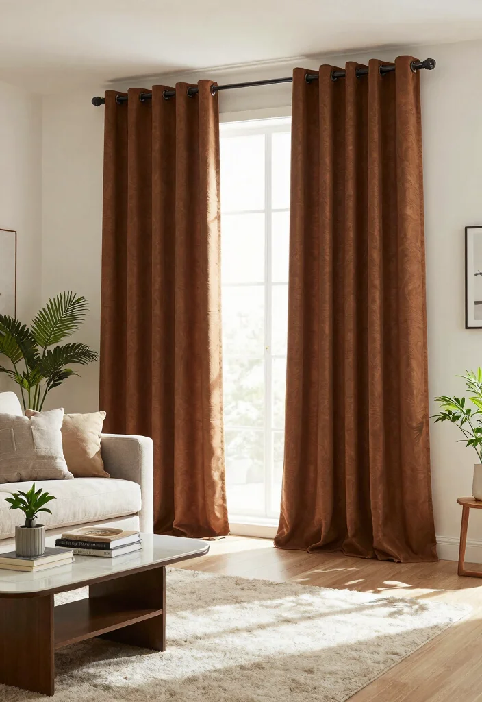 14 Brown Living Room Curtains That Add Warmth Without Going Dark - 7. Walnut Brown Cotton Drapes 1