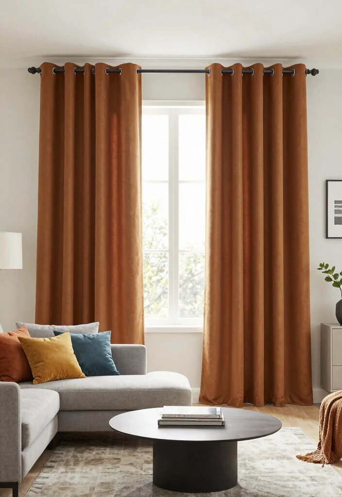 14 Brown Living Room Curtains That Add Warmth Without Going Dark - 9. Caramel Brown Grommet Curtains 1