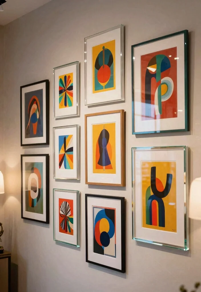14 Glass Wall Art Ideas That Catch Light and Add Dimension - 12. Glass Picture Frames with Art Prints 1