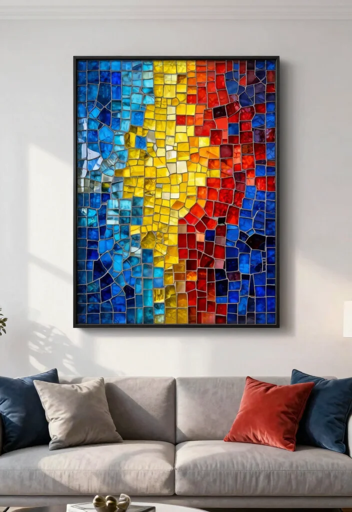 14 Glass Wall Art Ideas That Catch Light and Add Dimension - 2. Glass Mosaic Wall Art 1