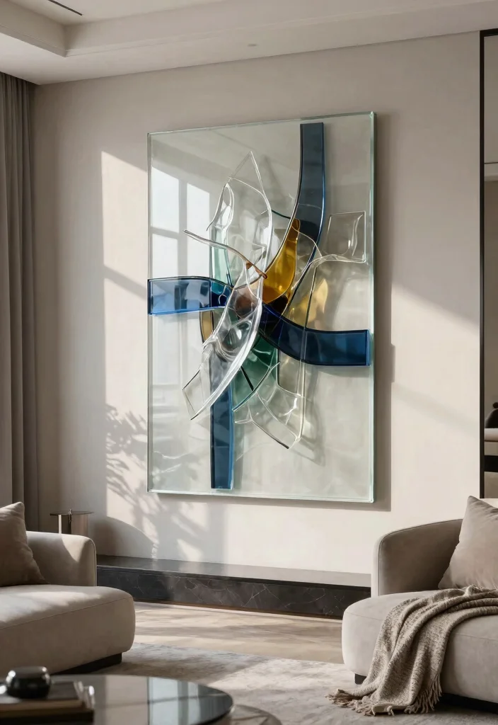 14 Glass Wall Art Ideas That Catch Light and Add Dimension - 4. Glass Wall Sculptures 1