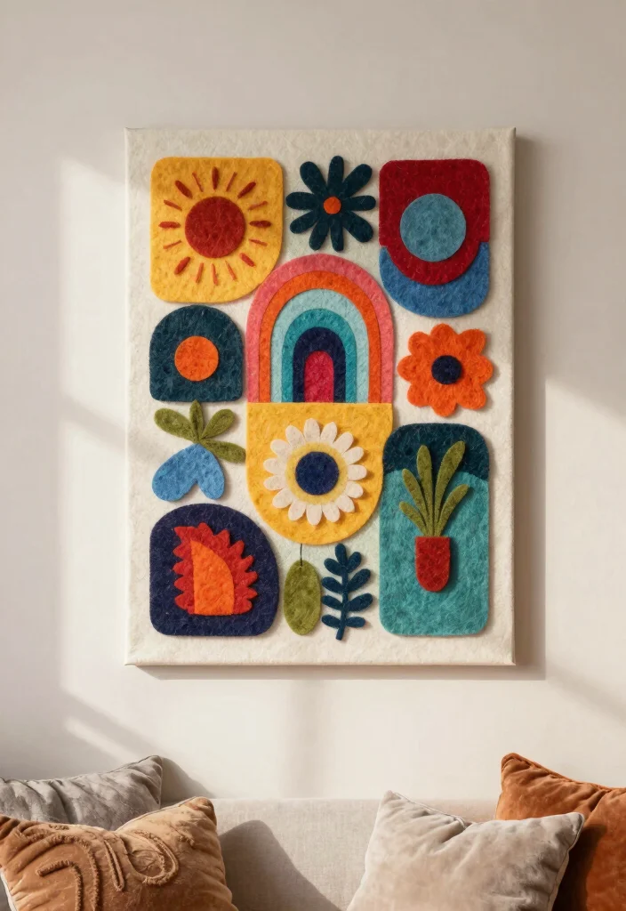14 Handmade Wall Art Projects That Look Professional on Your First Try - 11. Simple Felt Wall Art 1
