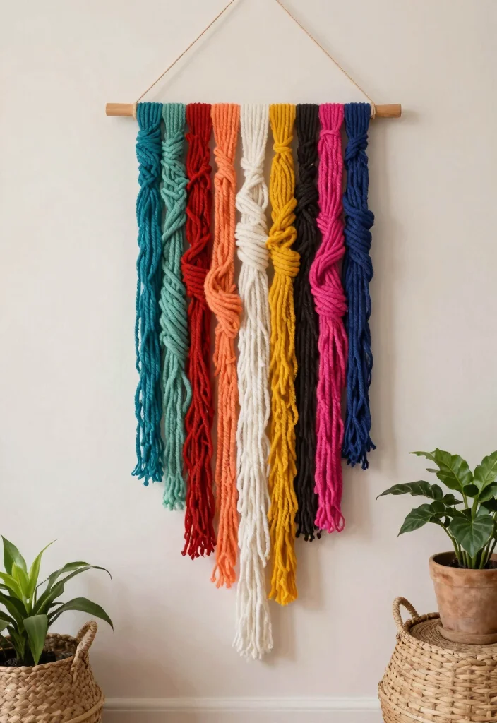 14 Handmade Wall Art Projects That Look Professional on Your First Try - 13. Whimsical Yarn Wall Hanging 1