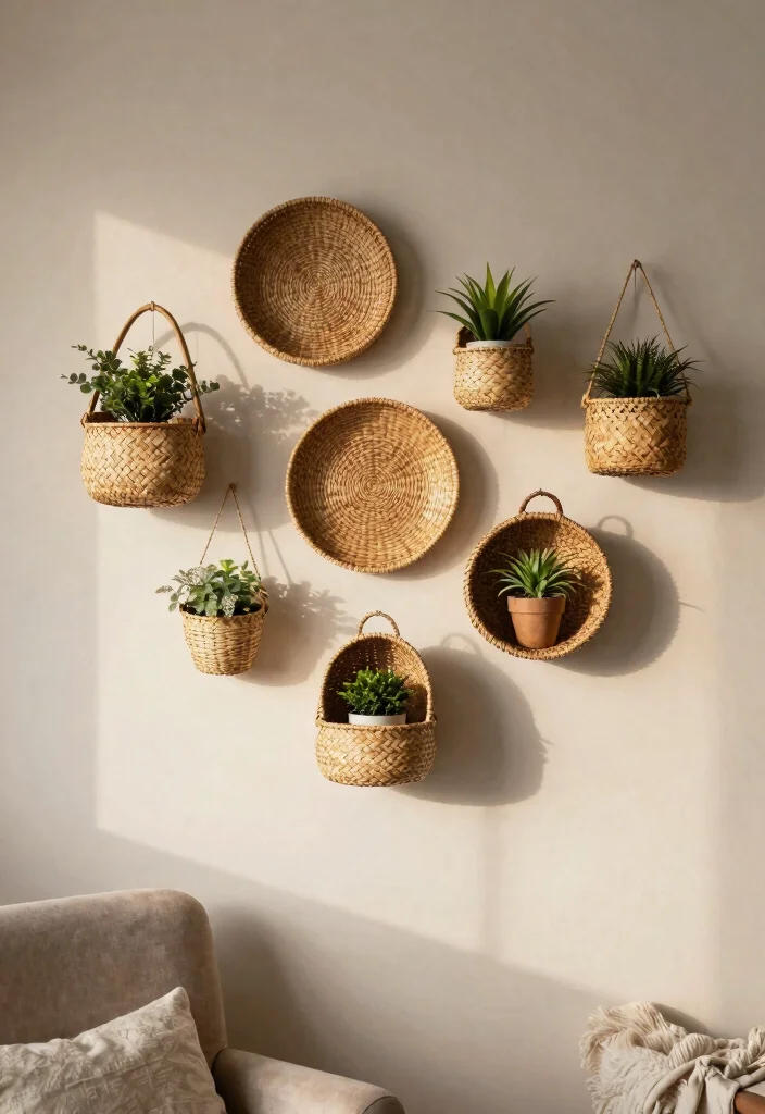 14 Handmade Wall Art Projects That Look Professional on Your First Try - 5. Woven Wall Art Baskets 1
