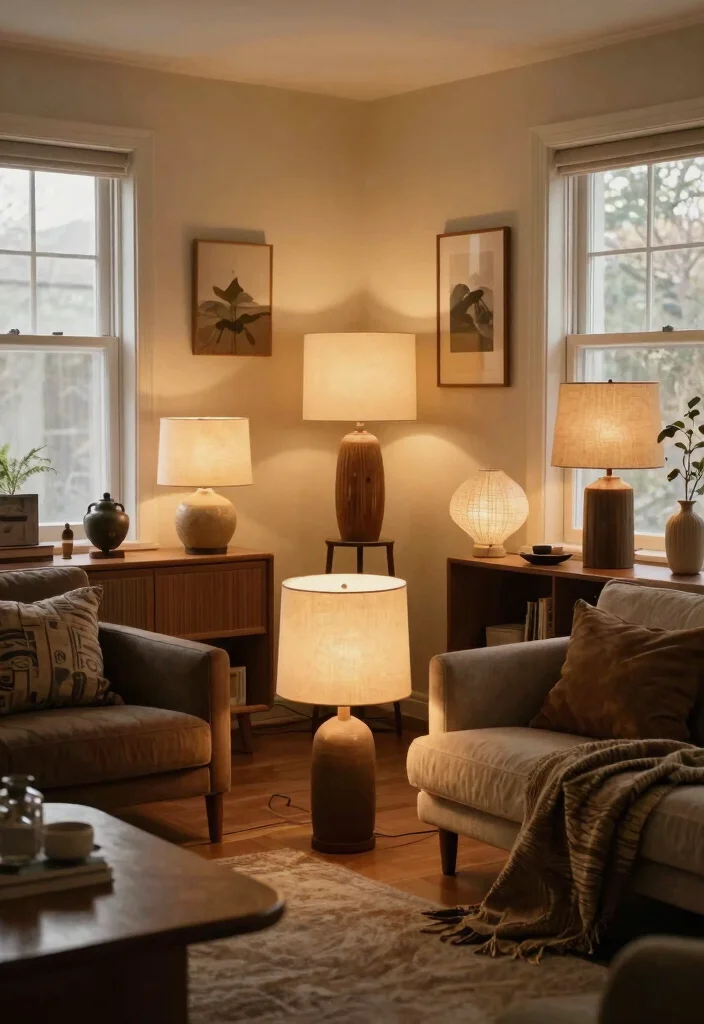14 Living Room Ceiling Lamp Ideas That Brighten Dark Rooms - 11. Textured Shades 1