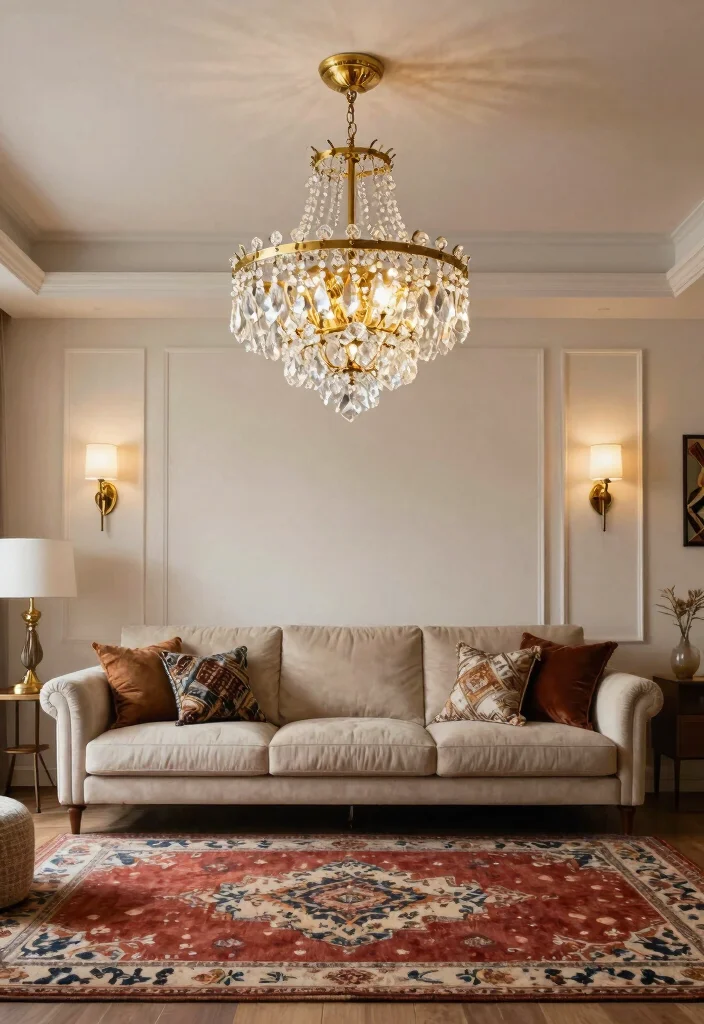 14 Living Room Ceiling Lamp Ideas That Brighten Dark Rooms - 4. Vintage-inspired Chandeliers 1