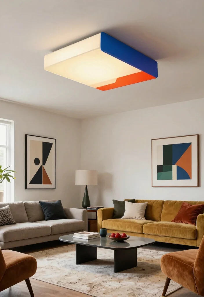 14 Living Room Ceiling Lamp Ideas That Brighten Dark Rooms - 5. Geometric Ceiling Fixtures 1