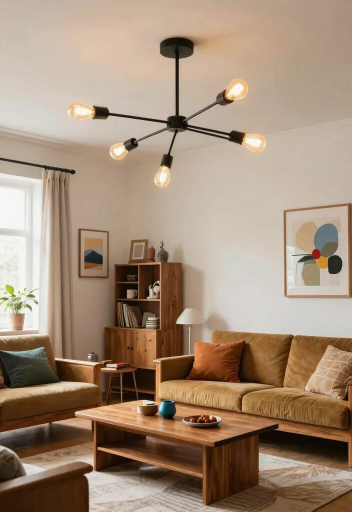 14 Living Room Ceiling Lamp Ideas That Brighten Dark Rooms - 6. Industrial-Style Lighting 1
