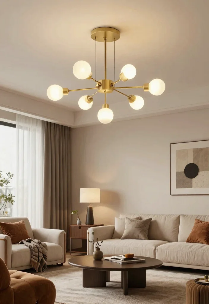 14 Living Room Ceiling Lamp Ideas That Brighten Dark Rooms - 8. Multi-Light Fixtures 1