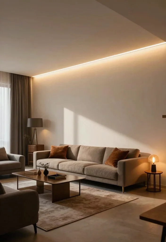 14 Living Room Ceiling Lamp Ideas That Brighten Dark Rooms - 9. Wall-to-Wall LED Strips 1