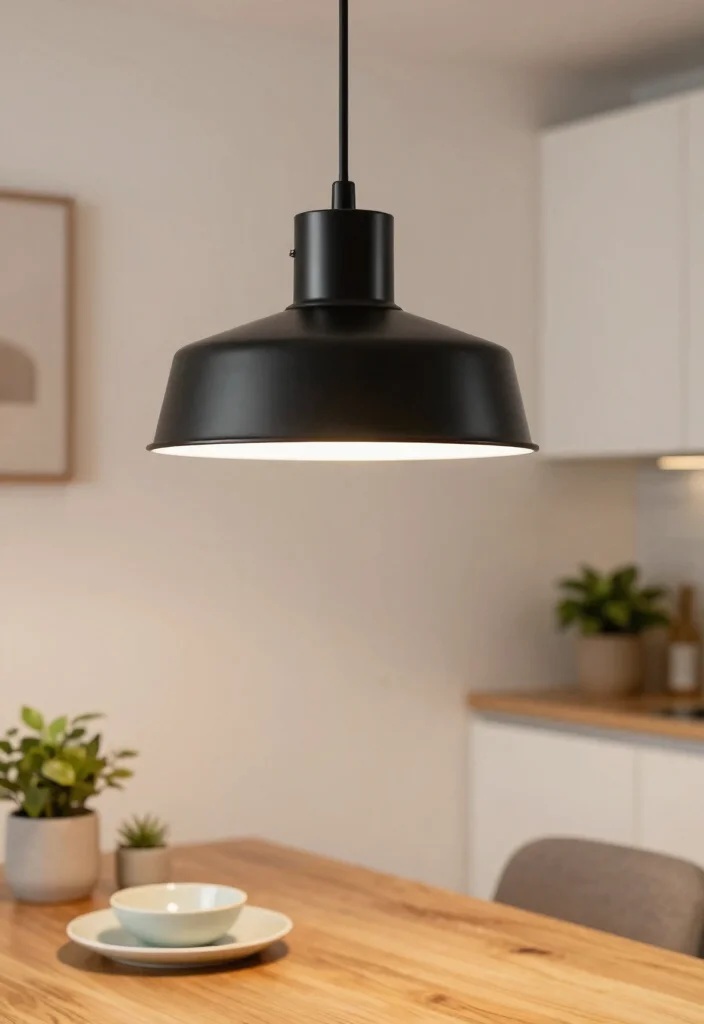 14 Metal Pendant Light Ideas That Don't Overpower Small Rooms - 1. Sleek Black Metal Pendant 1