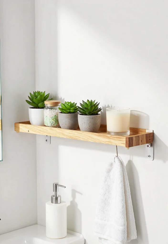 14 Small Bathroom Shelf Ideas That Don't Need Drilling or Studs - 1. Floating Shelf with Velcro Strips 1