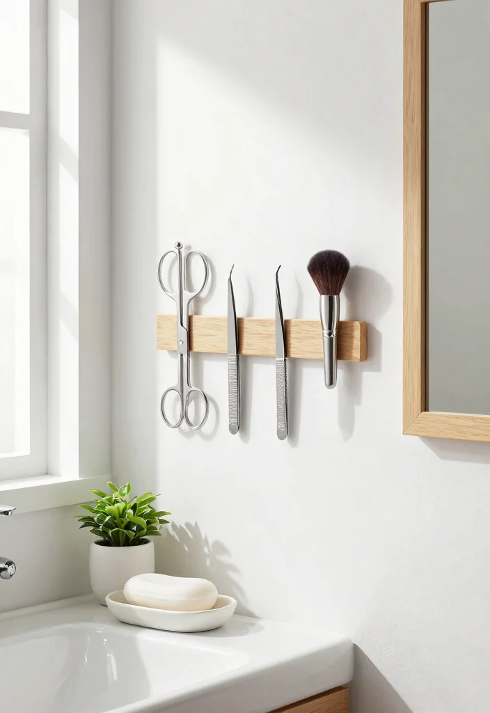 14 Small Bathroom Shelf Ideas That Don't Need Drilling or Studs - 5. Magnetic Strips for Metal Products 1