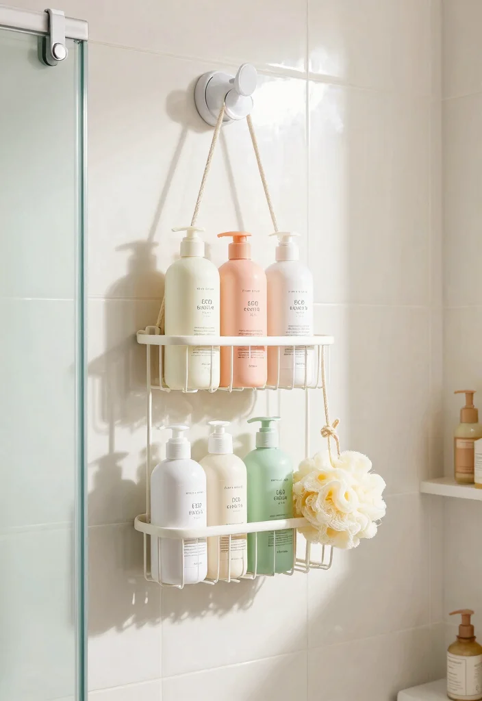 14 Small Bathroom Shelf Ideas That Don't Need Drilling or Studs - 7. Shower Caddy for Extra Storage 1