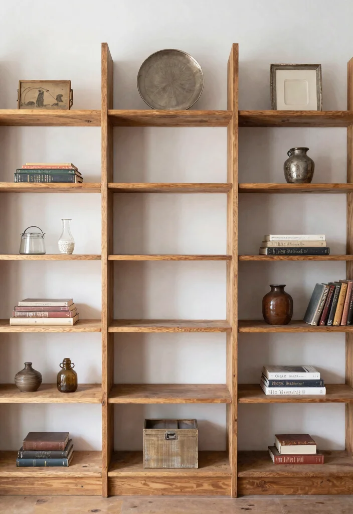 14 Vintage Book Shelf Ideas That Display Collections Without Clutter - 10. Open Space for Breathing Room 1
