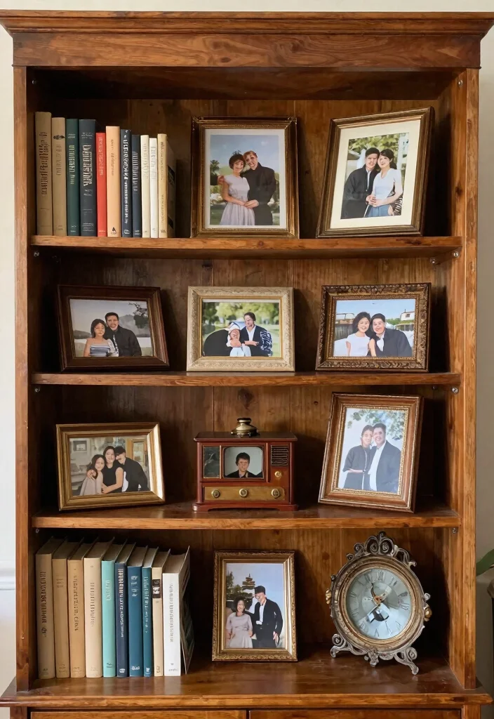 14 Vintage Book Shelf Ideas That Display Collections Without Clutter - 14. Personal Touches 1