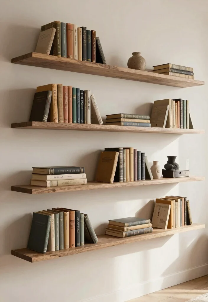14 Vintage Book Shelf Ideas That Display Collections Without Clutter - 3. Floating Shelves for a Modern Touch 1