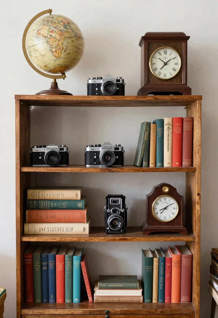 14 Vintage Book Shelf Ideas That Display Collections Without Clutter - 4. Vintage Finds and Antiques 1