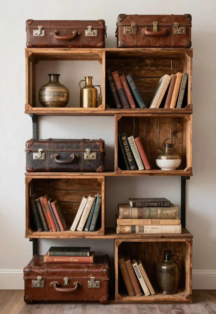 14 Vintage Book Shelf Ideas That Display Collections Without Clutter - 8. Repurposed Vintage Finds 1