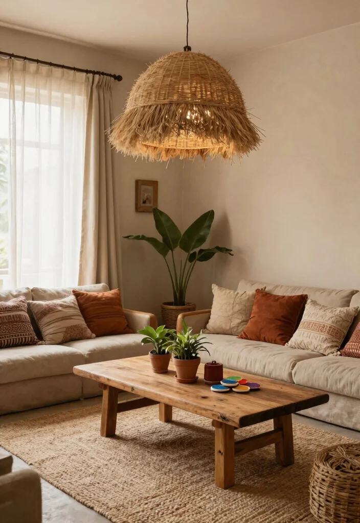 14 Woven Lamp Shade Ideas That Soften Harsh Overhead Light - 1. Earthy Tones for a Natural Vibe 1