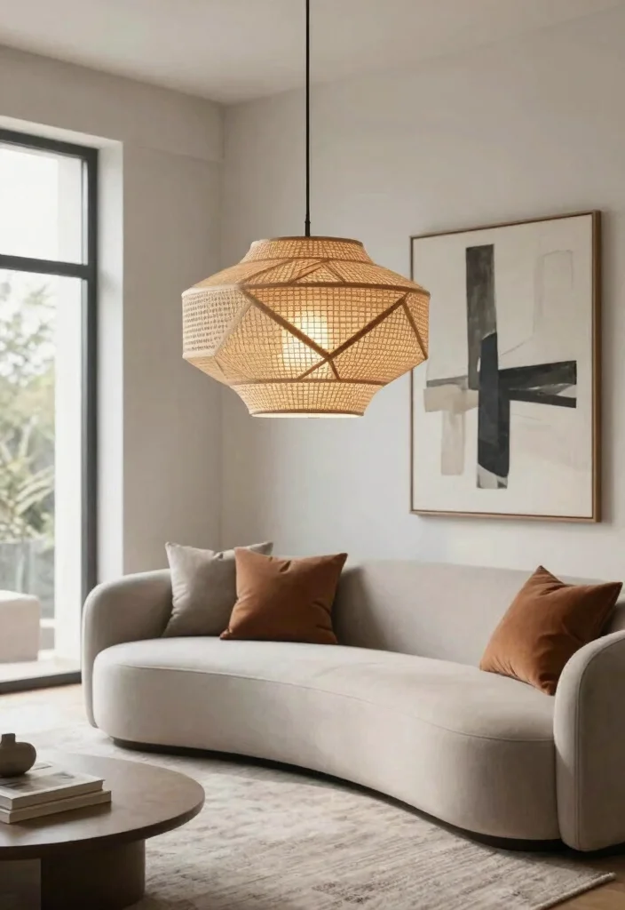 14 Woven Lamp Shade Ideas That Soften Harsh Overhead Light - 4. Geometric Patterns for Modern Touches 1