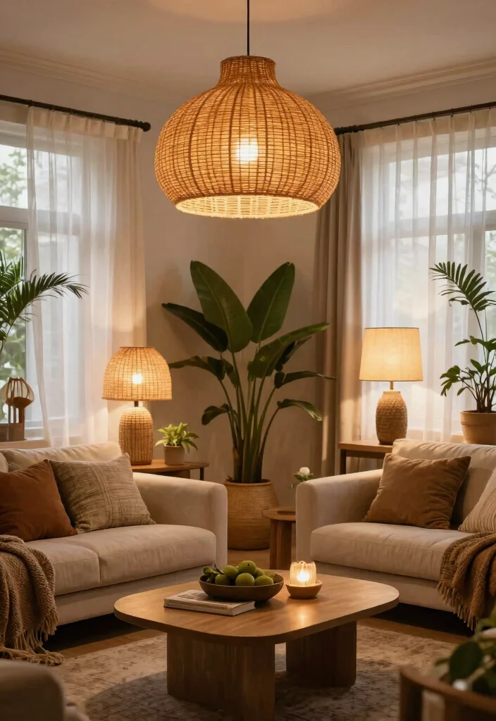 14 Woven Lamp Shade Ideas That Soften Harsh Overhead Light - 8. Layered Lighting with Multiple Shades 1