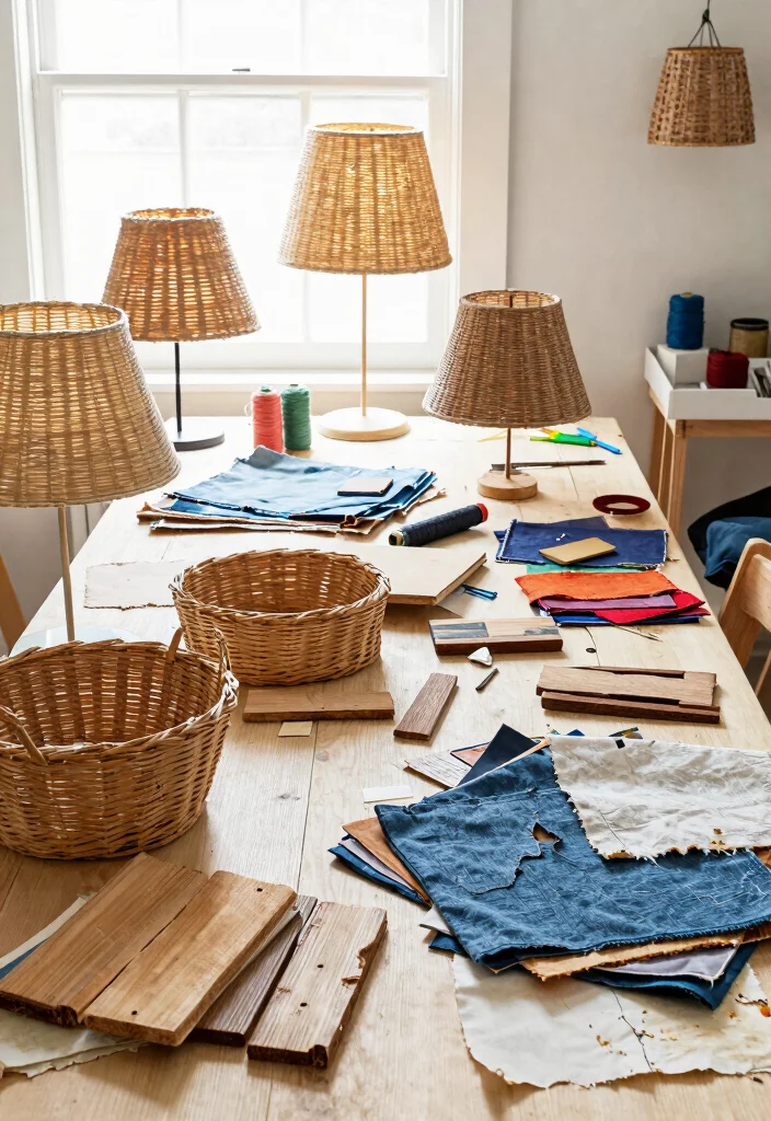 14 Woven Lamp Shade Ideas That Soften Harsh Overhead Light - 9. Repurposed Materials for Unique Shades 1