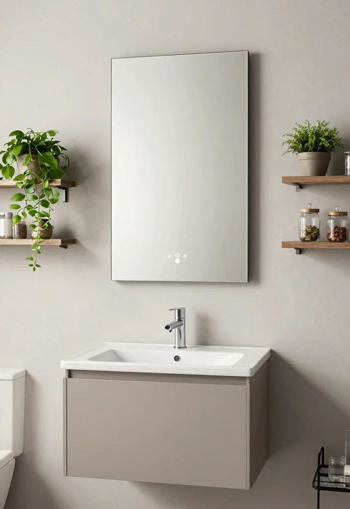 15 Bathroom Mirror With Shelves Ideas That Add Storage Fast - 1. Sleek Frameless Design 1
